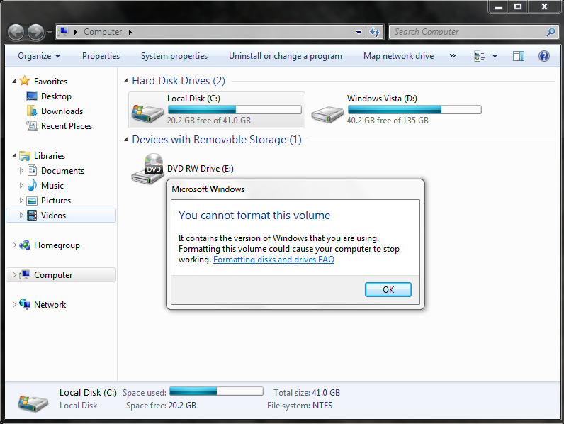 How To Reformat Windows Vista No Disk