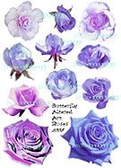 Roses Blue Collage Sheet