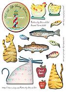 Animal Farm Cats Fish Collage Sheet