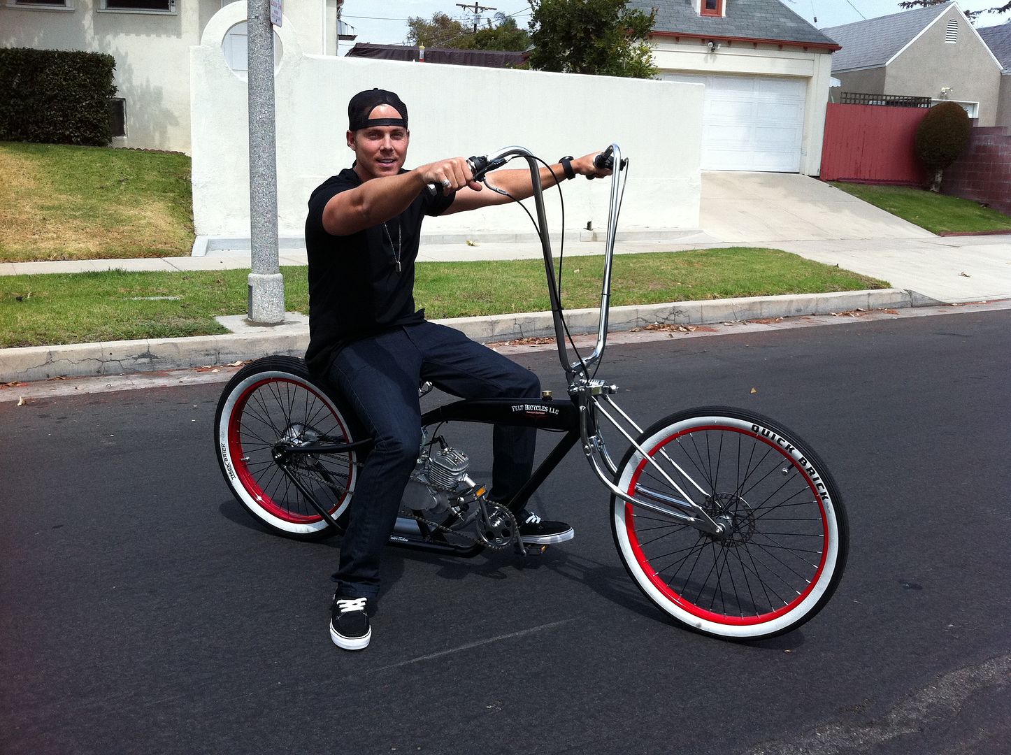 Here's a pic of Blake on his new Venice'Rat Rod Lowrider'