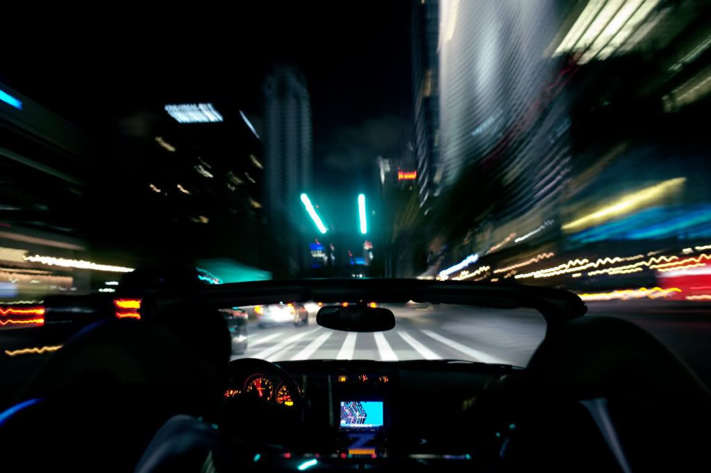car speeding in the night