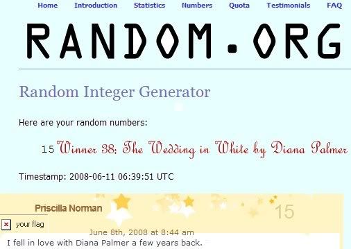 Winner 38: The Wedding in White by Diana Palmer