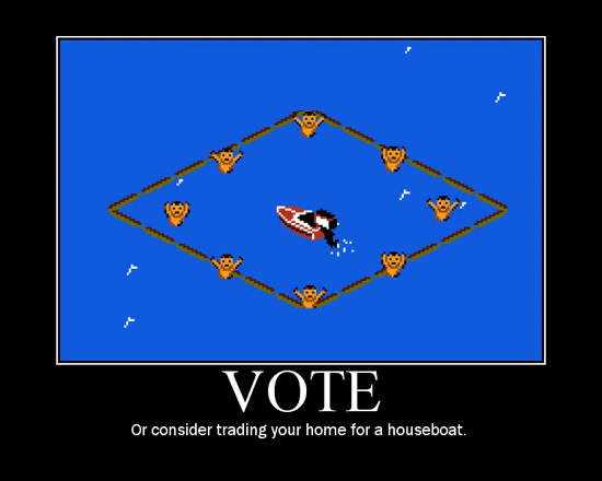 cobra triangle, voting motivational poster, nes, resigned gamer