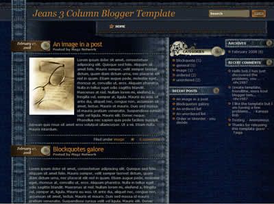 Jeans 3 Columns Blogger Template