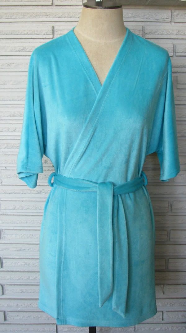 Serene :: Quiet Time :: Woman's Robe in Aqua Bamboo Velour by Harmony Threads