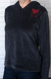 Charcoal Velour Hoodie size S/M *sale*