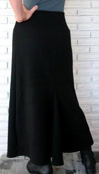 Black Wool Godet Skirt  size S/M