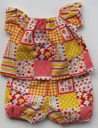 Retro Patchy Peasant Top and Bloomers size 3 - 6 mo