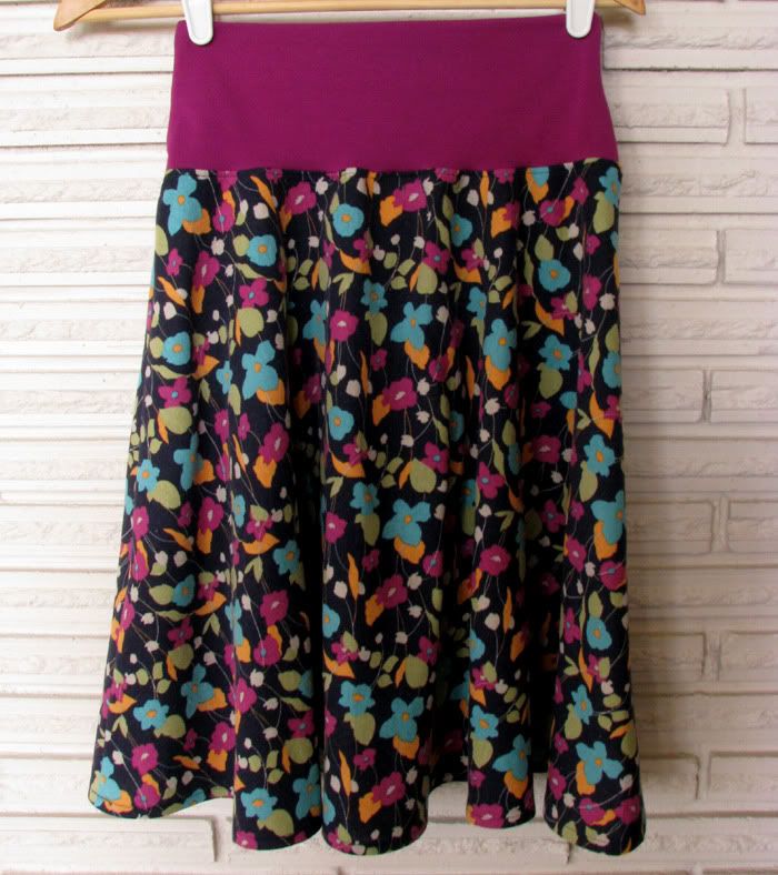 SALE Linen Floral Half Circle Skirt  size XS