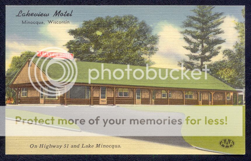 Vintage MINOCQUA WISCONSIN Lakeview Motel WI POSTCARD  